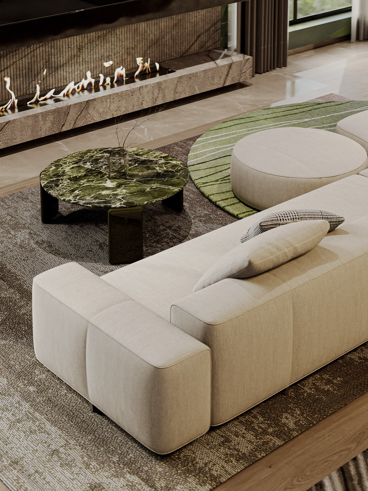 Lounge with fireplace